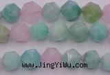 CAM1441 15.5 inches 6mm faceted nuggets amazonite & rose quartz beads