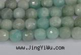 CAM1450 15.5 inches 4mm faceted round amazonite gemstone beads