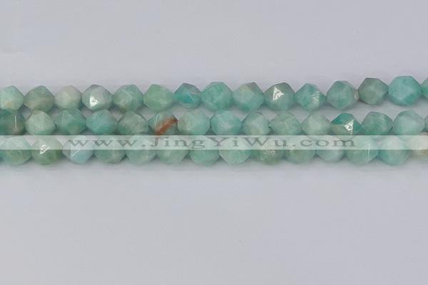 CAM1474 15.5 inches 10mm faceted nuggets Brazilian amazonite beads