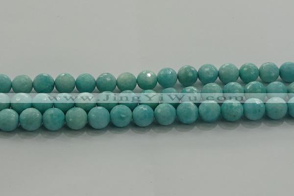 CAM1524 15.5 inches 12mm faceted round natural peru amazonite beads
