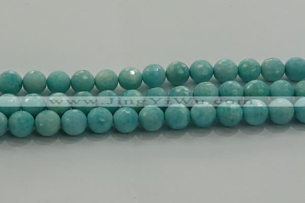 CAM1525 15.5 inches 14mm faceted round natural peru amazonite beads