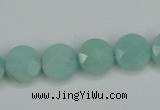 CAM155 15.5 inches 12mm faceted coin amazonite gemstone beads