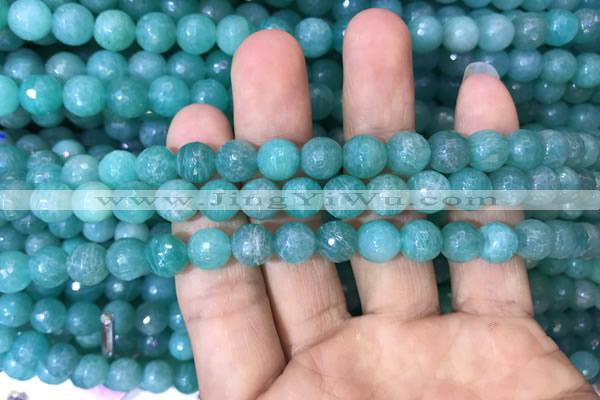 CAM1662 15.5 inches 8mm faceted round Russian amazonite beads