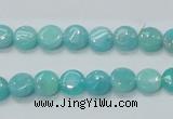 CAM300 15.5 inches 8mm flat round natural peru amazonite beads