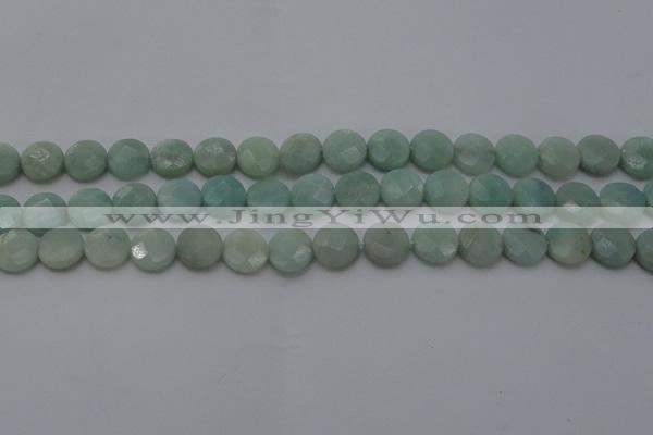 CAM363 15.5 inches 10mm faceted coin amazonite gemstone beads