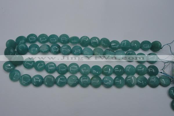 CAM916 15.5 inches 14mm flat round amazonite gemstone beads wholesale