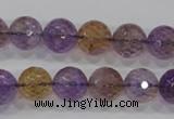 CAN11 15.5 inches 12mm faceted round natural ametrine gemstone beads