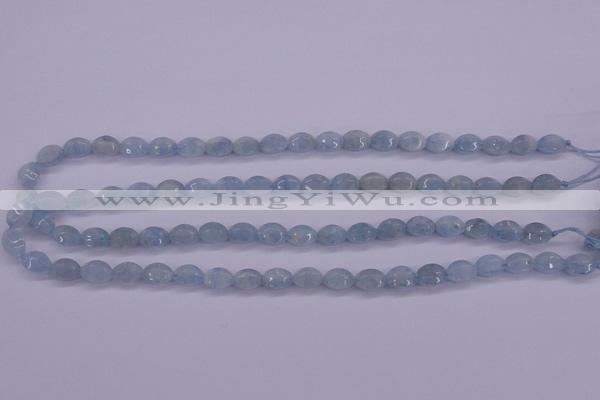 CAQ132 15.5 inches 7*10mm faceted rice natural aquamarine beads