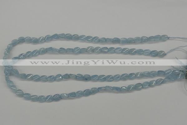 CAQ148 15.5 inches 6*8mm twisted oval natural aquamarine beads