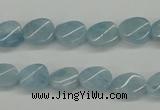 CAQ149 15.5 inches 8*12mm twisted oval natural aquamarine beads