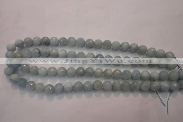 CAQ224 15 inches 10mm faceted round aquamarine beads wholesale
