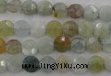 CAQ365 15.5 inches 8mm faceted coin natural aquamarine beads