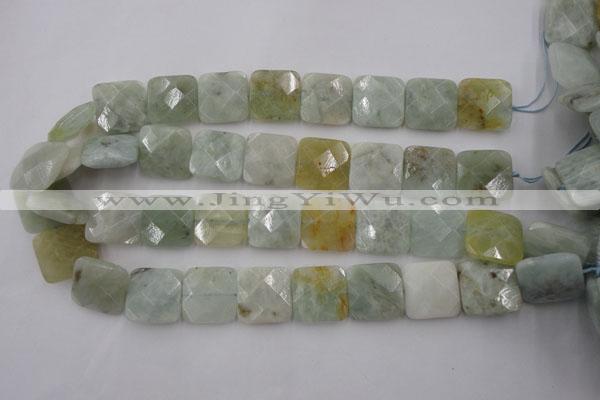 CAQ398 15.5 inches 20*20mm faceted square natural aquamarine beads