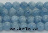 CAQ526 15.5 inches 5mm round AA+ grade natural aquamarine beads