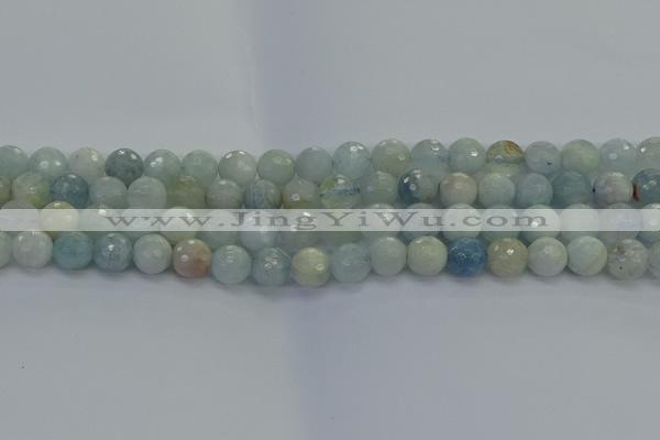 CAQ553 15.5 inches 8mm faceted round natural aquamarine beads