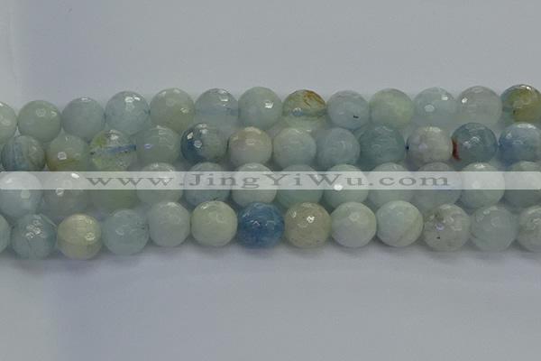 CAQ556 15.5 inches 14mm faceted round natural aquamarine beads