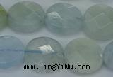 CAQ570 15.5 inches 11mm faceted coin natural aquamarine beads