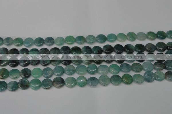 CAQ618 15.5 inches 10mm flat round aquamarine gemstone beads
