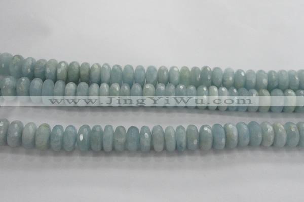CAQ73 15.5 inches 6*13mm faceted rondelle AB grade aquamarine beads