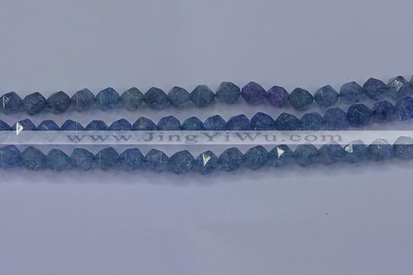 CAQ773 15.5 inches 10mm faceted nuggets imitation aquamarine beads