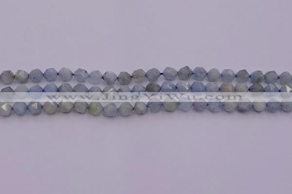 CAQ790 15.5 inches 6mm faceted nuggets aquamarine gemstone beads