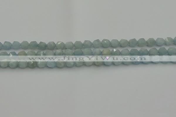 CAQ796 15.5 inches 6mm faceted nuggets aquamarine gemstone beads