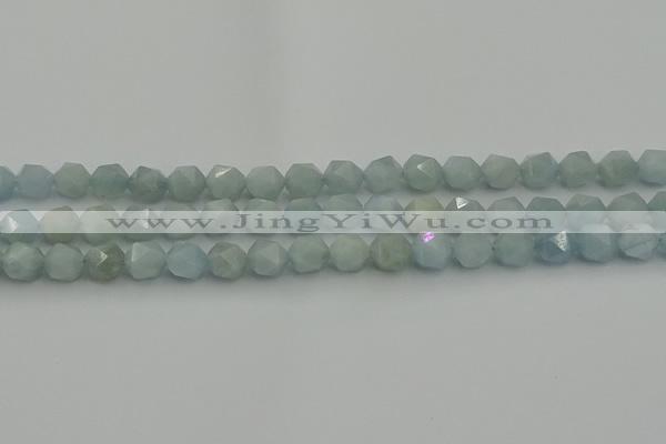 CAQ797 15.5 inches 8mm faceted nuggets aquamarine gemstone beads