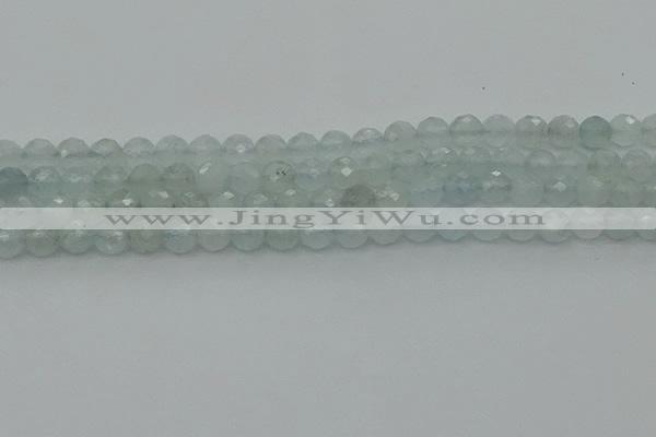 CAQ820 15.5 inches 6mm faceted round aquamarine beads wholesale