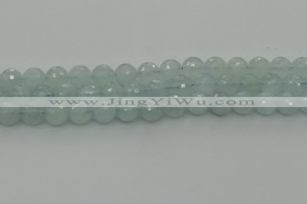 CAQ822 15.5 inches 10mm faceted round aquamarine beads wholesale