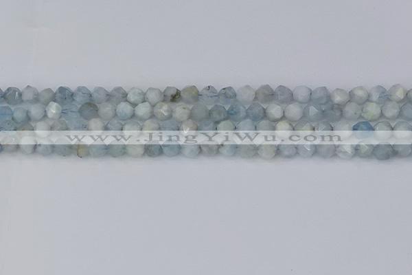 CAQ831 15.5 inches 6mm faceted nuggets aquamarine beads