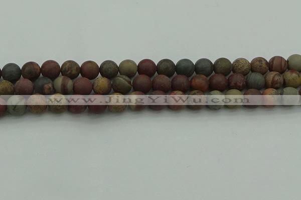 CAR362 15.5 inches 8mm round matte red artistic jasper beads
