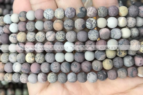 CAR371 15.5 inches 6mm round matte artistic jasper beads wholesale