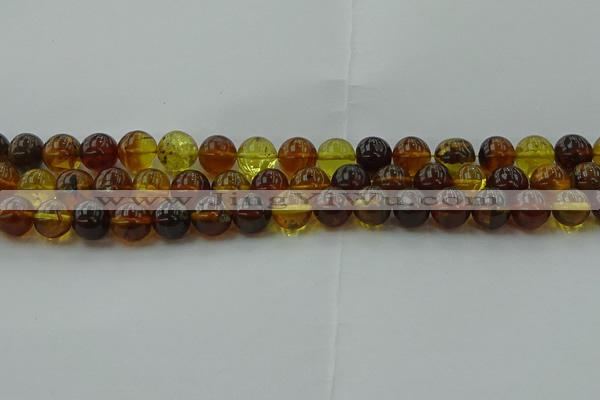 CAR503 15.5 inches 9mm - 10mm round natural amber beads wholesale