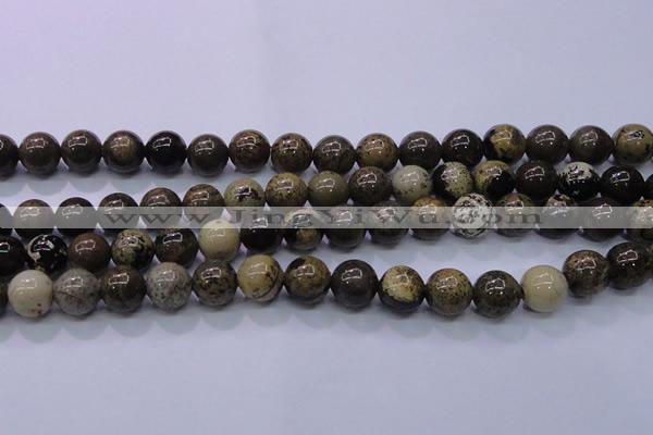 CAR53 15.5 inches 10mm round yellow artistic jasper beads
