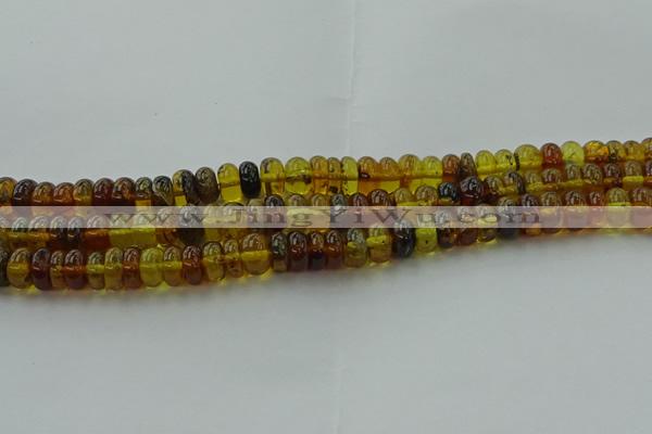 CAR539 15.5 inches 6*10mm rondelle natural amber beads wholesale