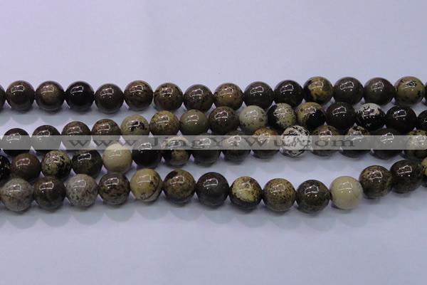 CAR54 15.5 inches 12mm round yellow artistic jasper beads
