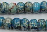 CAT63 15.5 inches 10*14mm rondelle dyed natural aqua terra jasper beads