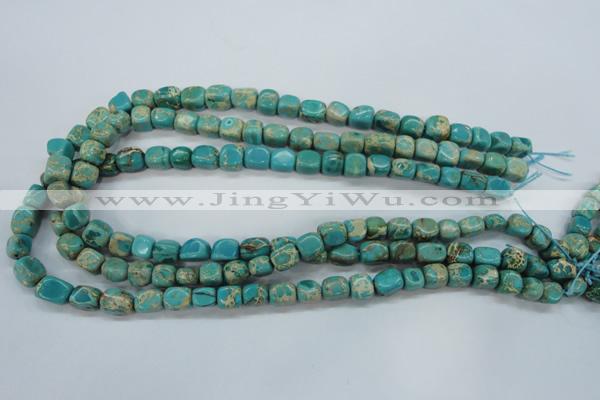 CAT78 15.5 inches 7*9mm nuggets dyed natural aqua terra jasper beads
