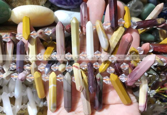 CBBS114 Top drilled 6*20mm - 8*30mm hexahedral prism mookaite beads