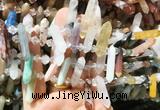 CBBS116 Top drilled 6*20mm - 8*30mm hexahedral prism colorful gemstone beads