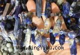 CBBS124 Top drilled 6*20mm - 11*35mm hexahedral prism sodalite beads CBBS124 Top drilled 6*20mm - 11*35mm hexahedral prism sodalite beads