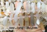 CBBS129 Top drilled 6*20mm - 11*35mm hexahedral prism sakura agate beads