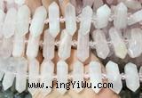 CBBS132 Centre drilled 6*20mm - 11*35mm hexahedral prism rose quartz beads CBBS132 Centre drilled 6*20mm - 11*35mm hexahedral prism rose quartz beads