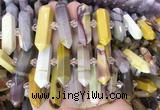 CBBS137 Centre drilled 6*20mm - 11*35mm hexahedral prism mookaite beads