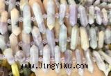 CBBS143 Centre drilled 6*20mm - 11*35mm hexahedral prism lepidolite beads