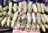 CBBS144 Centre drilled 6*20mm - 11*35mm hexahedral prism green dragon jasper beads