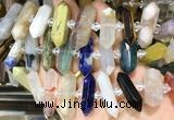 CBBS146 Centre drilled 6*20mm - 11*35mm hexahedral prism colorful gemstone beads