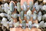 CBBS150 Centre drilled 8*20mm - 14*30mm hexahedral prism labradorite beads