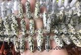 CBBS181 Top drilled 8*28mm - 9*30mm hexahedral prism dalmatian jasper beads CBBS181 Top drilled 8*28mm - 9*30mm hexahedral prism dalmatian jasper beads