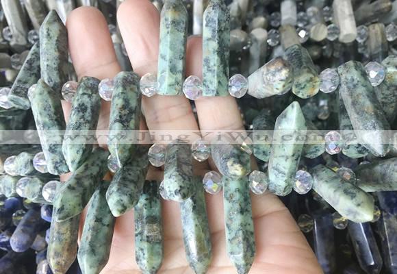 CBBS186 Top drilled 8*28mm - 9*30mm hexahedral prism african turquoise beads